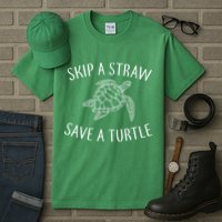 Skip a Straw Save a Turtle Tall T-Shirt