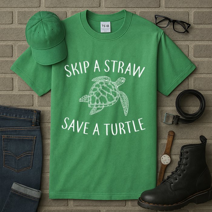 Skip a Straw Save a Turtle Tall T-Shirt