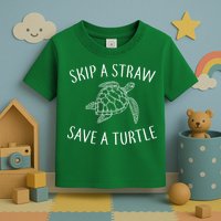 Skip A Straw Save A Turtle Toddler T-Shirt