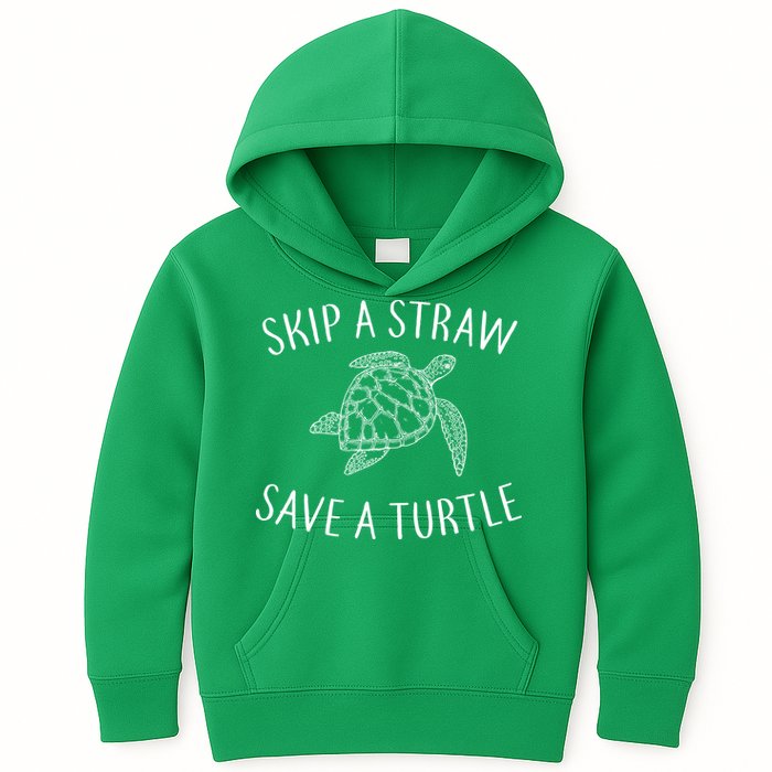 Skip A Straw Save A Turtle Kids Hoodie