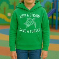 Skip A Straw Save A Turtle Kids Hoodie