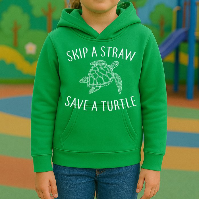 Skip A Straw Save A Turtle Kids Hoodie