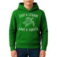 Skip A Straw Save A Turtle Kids Hoodie
