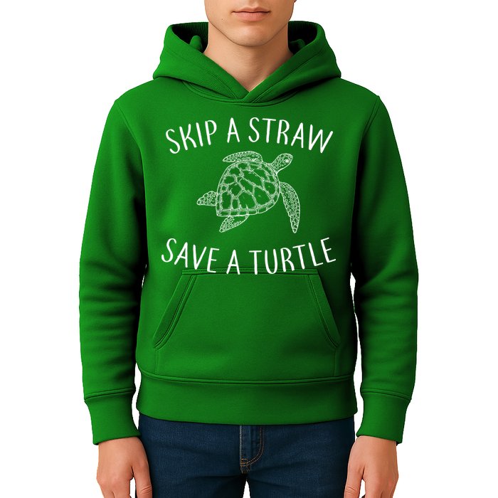 Skip A Straw Save A Turtle Kids Hoodie