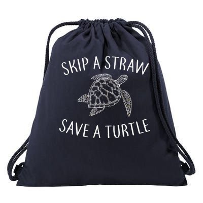 Skip A Straw Save A Turtle Drawstring Bag