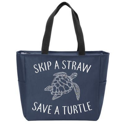 Skip A Straw Save A Turtle Zip Tote Bag