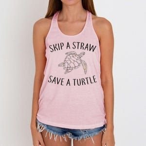 Skip a Straw Save a Turtle Women's Knotted Racerback Tank