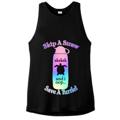 Skip A Straw Save A Turtle Sksksks Ladies PosiCharge Tri-Blend Wicking Tank