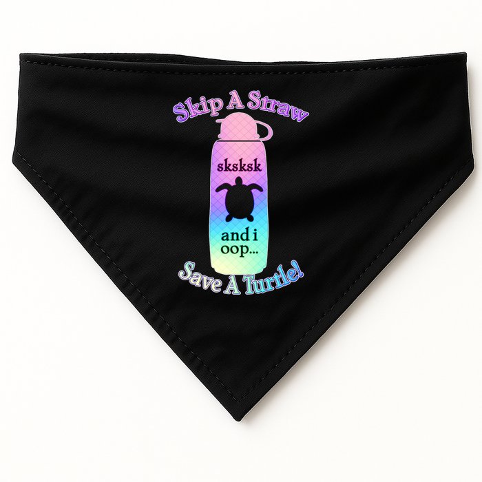 Skip A Straw Save A Turtle Sksksks USA-Made Doggie Bandana
