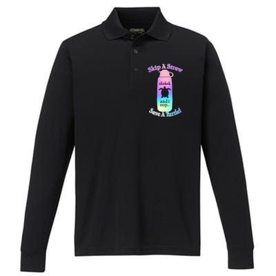 Skip A Straw Save A Turtle Sksksks Performance Long Sleeve Polo