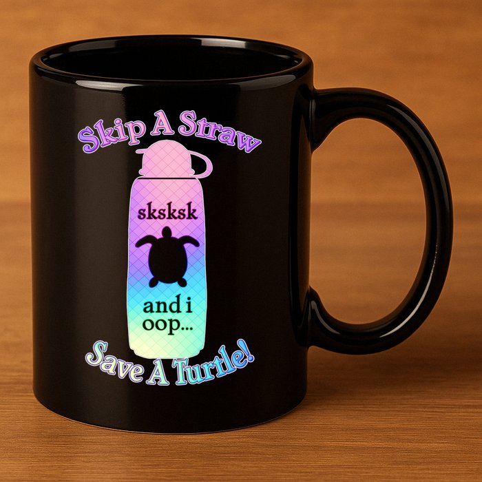 Skip A Straw Save A Turtle Sksksks 11oz C Handle Ceramic Mug