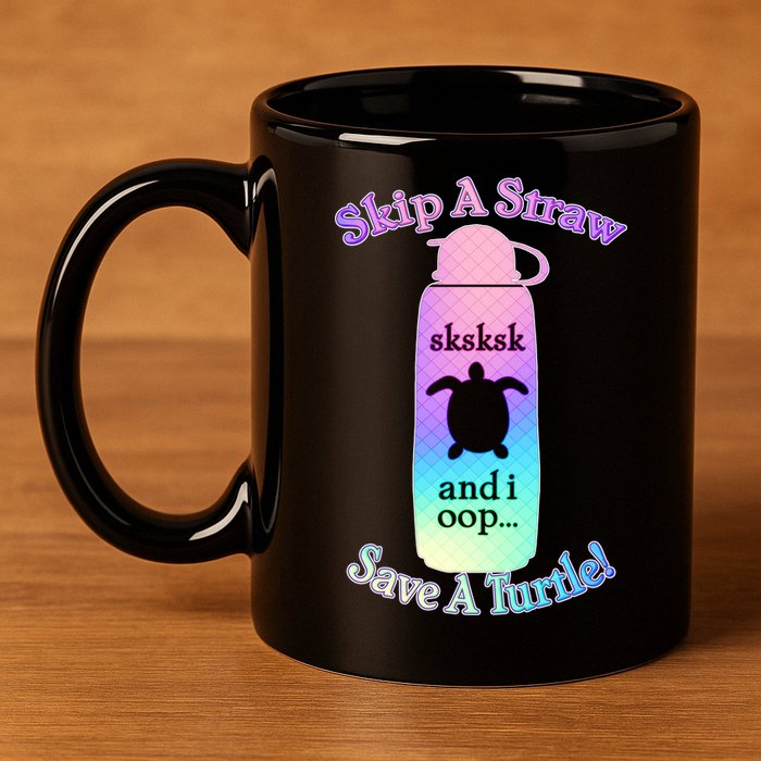 Skip A Straw Save A Turtle Sksksks 11oz C Handle Ceramic Mug