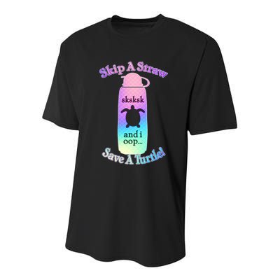 Skip A Straw Save A Turtle Sksksks Youth Performance Sprint T-Shirt