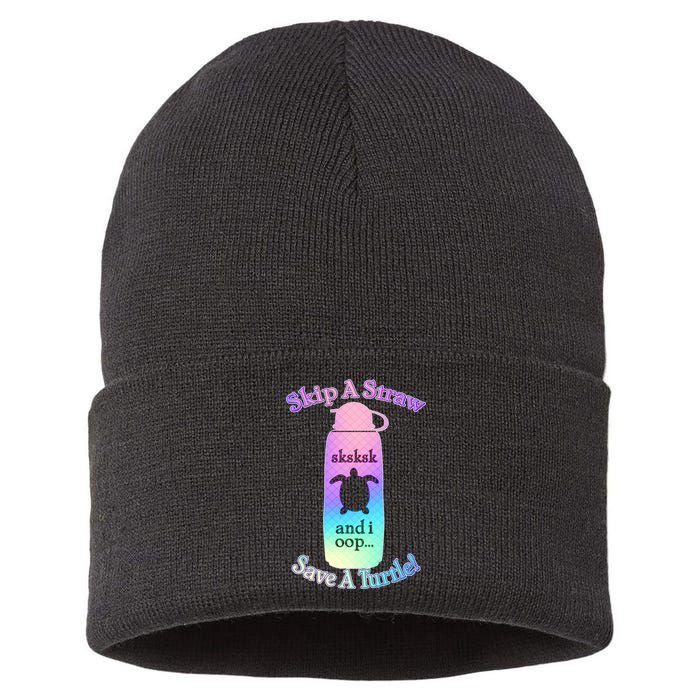 Skip A Straw Save A Turtle Sksksks Sustainable Knit Beanie