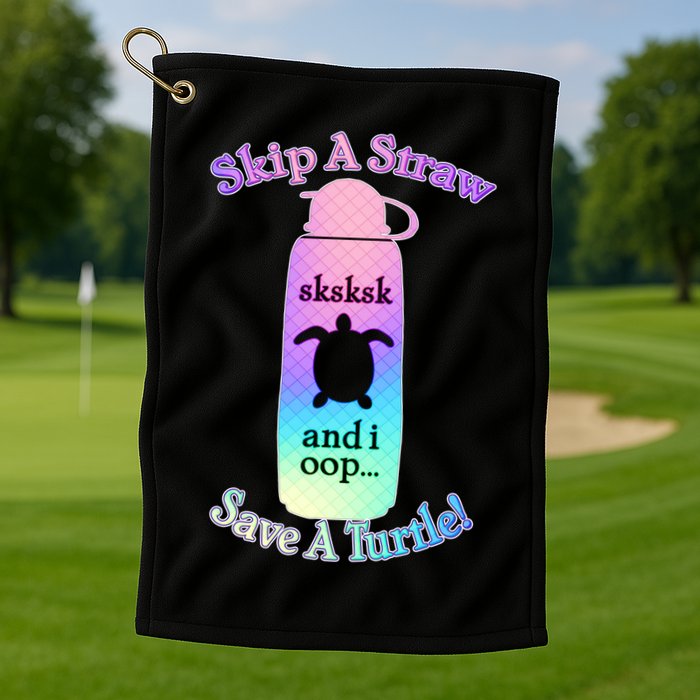 Skip A Straw Save A Turtle Sksksks Golf Towel