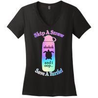 Skip A Straw Save A Turtle Sksksks Women's V-Neck T-Shirt