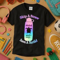 Skip A Straw Save A Turtle Sksksks Kids T-Shirt