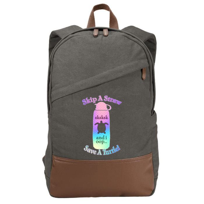 Skip A Straw Save A Turtle Sksksks Cotton Canvas Backpack