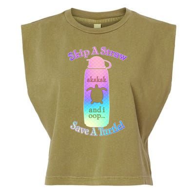 Skip A Straw Save A Turtle Sksksks Garment-Dyed Women's Muscle Tee