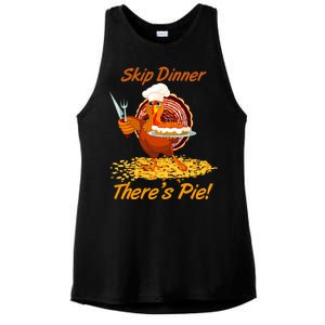 Skip Dinner There's Pie Turkey Thanksgiving Ladies PosiCharge Tri-Blend Wicking Tank