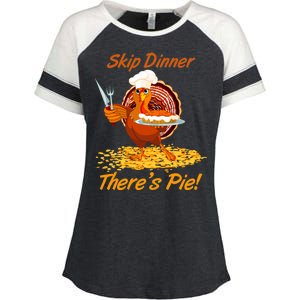 Skip Dinner There's Pie Turkey Thanksgiving Enza Ladies Jersey Colorblock Tee