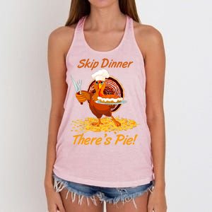 Skip Dinner There's Pie Turkey Thanksgiving Women's Knotted Racerback Tank