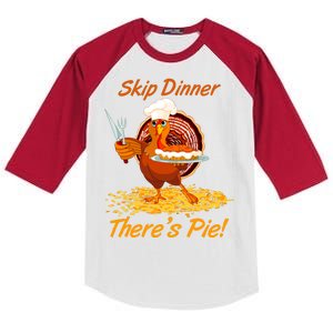 Skip Dinner There's Pie Turkey Thanksgiving Kids Colorblock Raglan Jersey