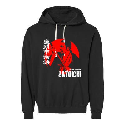 Shintaro Katsu Japan Retro Samurai Movie Zatoichi The Blind Swordsman Garment-Dyed Fleece Hoodie