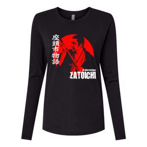 Shintaro Katsu Japan Retro Samurai Movie Zatoichi The Blind Swordsman Womens Cotton Relaxed Long Sleeve T-Shirt