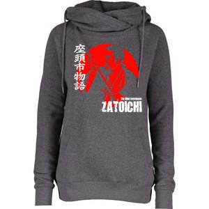 Shintaro Katsu Japan Retro Samurai Movie Zatoichi The Blind Swordsman Womens Funnel Neck Pullover Hood