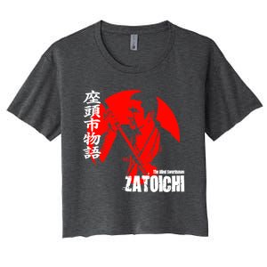 Shintaro Katsu Japan Retro Samurai Movie Zatoichi The Blind Swordsman Women's Crop Top Tee