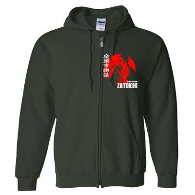 Shintaro Katsu Japan Retro Samurai Movie Zatoichi The Blind Swordsman Full Zip Hoodie