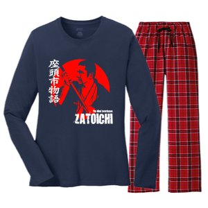 Shintaro Katsu Japan Retro Samurai Movie Zatoichi The Blind Swordsman Women's Long Sleeve Flannel Pajama Set 