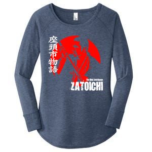 Shintaro Katsu Japan Retro Samurai Movie Zatoichi The Blind Swordsman Women's Perfect Tri Tunic Long Sleeve Shirt