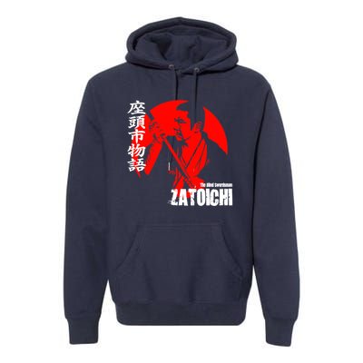 Shintaro Katsu Japan Retro Samurai Movie Zatoichi The Blind Swordsman Premium Hoodie