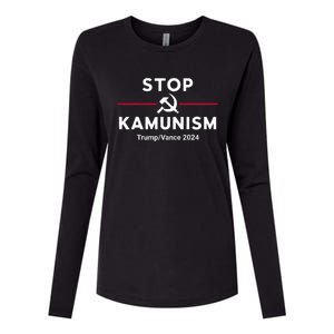 Stop Kamunism Kamala Harris 2024 Trump Vance Supporters Womens Cotton Relaxed Long Sleeve T-Shirt