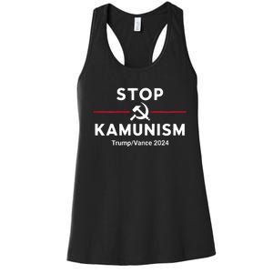 Stop Kamunism Kamala Harris 2024 Trump Vance Supporters Women's Racerback Tank