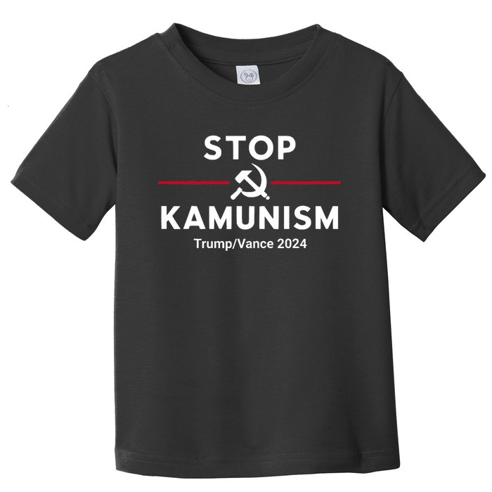 Stop Kamunism Kamala Harris 2024 Trump Vance Supporters Toddler T-Shirt