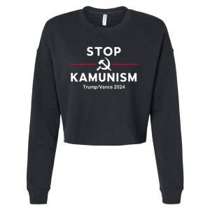 Stop Kamunism Kamala Harris 2024 Trump Vance Supporters Cropped Pullover Crew