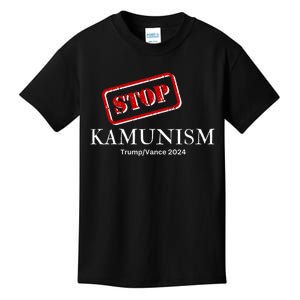 Stop Kamunism Kamala Harris 2024 Trump Vance Supporters Kids T-Shirt