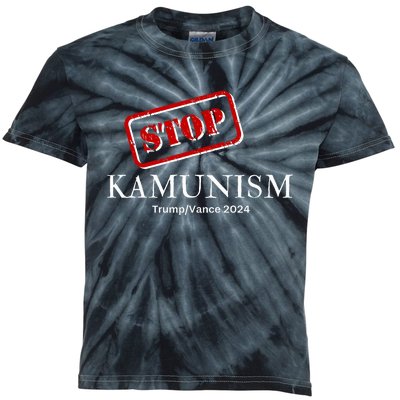 Stop Kamunism Kamala Harris 2024 Trump Vance Supporters Kids Tie-Dye T-Shirt