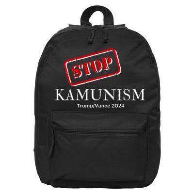 Stop Kamunism Kamala Harris 2024 Trump Vance Supporters 16 in Basic Backpack