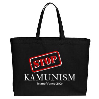 Stop Kamunism Kamala Harris 2024 Trump Vance Supporters Cotton Canvas Jumbo Tote