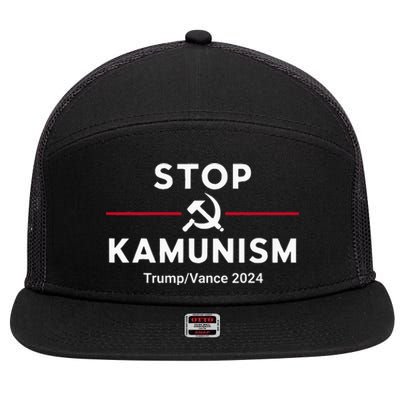 Stop Kamunism Kamala Harris 2024 Trump Vance Supporters 7 Panel Mesh Trucker Snapback Hat