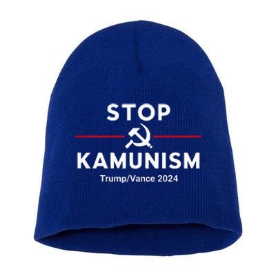 Stop Kamunism Kamala Harris 2024 Trump Vance Supporters Short Acrylic Beanie