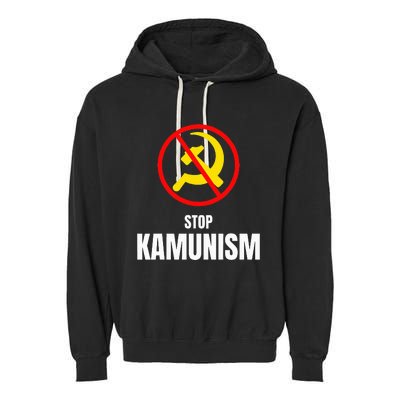 Stop Kamunism Kamala Harris 2024 Funny Parody Garment-Dyed Fleece Hoodie