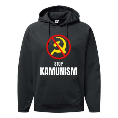 Stop Kamunism Kamala Harris 2024 Funny Parody Performance Fleece Hoodie