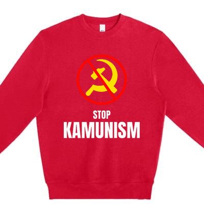 Stop Kamunism Kamala Harris 2024 Funny Parody Premium Crewneck Sweatshirt