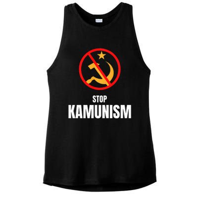 Stop Kamunism Kamala Harris 2024 Funny Parody Long Sleeve Ladies PosiCharge Tri-Blend Wicking Tank