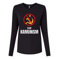 Stop Kamunism Kamala Harris 2024 Funny Parody Long Sleeve Womens Cotton Relaxed Long Sleeve T-Shirt